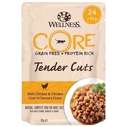 Wellness CORE - Lote de 24 Cortes para Tienda de campaña, sin Granos húmedos, para Gatos, gallinas, gallinas, gallinas, gallinas, 85 g