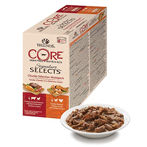 Wellness CORE Signature - Juego de 8 latas de Comida para Gato Mojado, sin Granos, 79 g