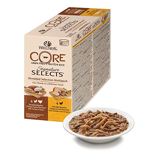 Wellness CORE Signature - Juego de 8 latas de Comida para Gatos mojadas, sin Granos, 79 g