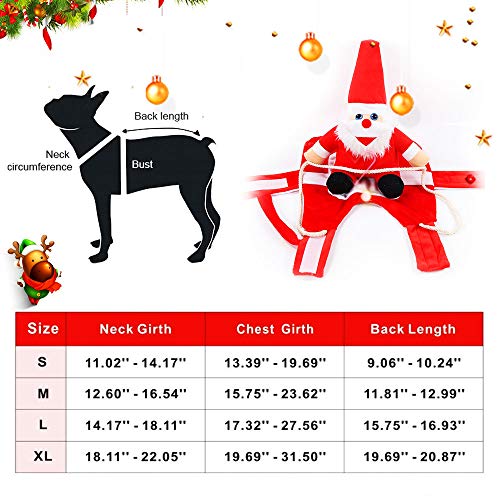 WELLXUNK® Traje de Perro Santa, Disfraz De Navidad para Mascotas, Traje de Perro Santa, Ropa para Perros Cosplay Ajustables Disfraz Gato Adecuado para Navidad,Fiesta,Cumpleaños,etc (M)