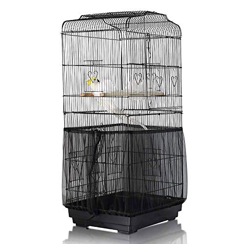 Wenxiaw Cubierta de Malla para Jaula de pájaros Funda para Jaula Pájaro Ventilación Flexible Cubierta para Jaula de Pájaros para Jaulas de Loros, Jaulas para Agapornis, Periquitos, Negro (Medium)