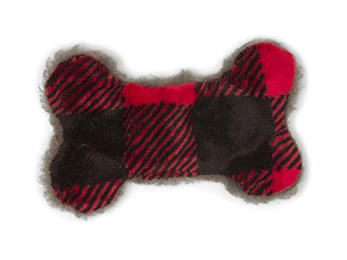 WEST PAW Mini Merry Red Checker Bone Plush Toy for Dogs