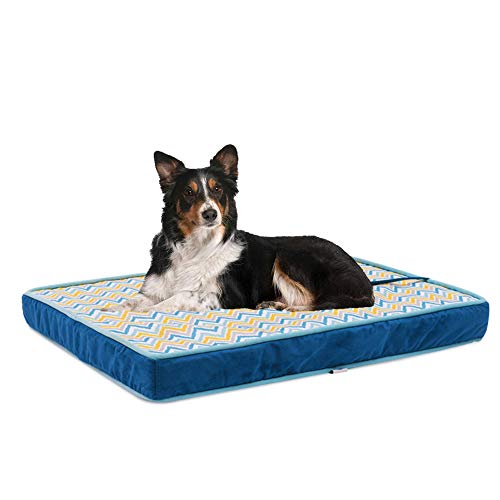 WEWE Cama para Perros Colchón Cama para Mascotas,Acolchada Impermeable Kennel Mat con Funda Lavable para Pequeños,Perros Grandes-a 70x55x7cm(28x22x3inch)