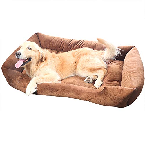 WEWE Mascota Cama para Perros,Super Suave Sofá para Mascotas Cama De Gatos Fondo Antideslizante Mascota Lounger Calentamiento Y Transpirable Cama-Color Café 120x80cm(47x31inch)