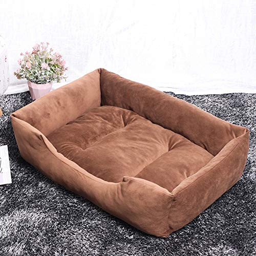 WEWE Mascota Cama para Perros,Super Suave Sofá para Mascotas Cama De Gatos Fondo Antideslizante Mascota Lounger Calentamiento Y Transpirable Cama-Color Café 120x80cm(47x31inch)