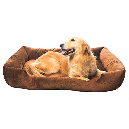 WEWE Mascota Cama para Perros,Super Suave Sofá para Mascotas Cama De Gatos Fondo Antideslizante Mascota Lounger Calentamiento Y Transpirable Cama-Color Café 120x80cm(47x31inch)