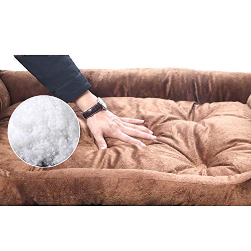 WEWE Mascota Cama para Perros,Super Suave Sofá para Mascotas Cama De Gatos Fondo Antideslizante Mascota Lounger Calentamiento Y Transpirable Cama-Color Café 120x80cm(47x31inch)