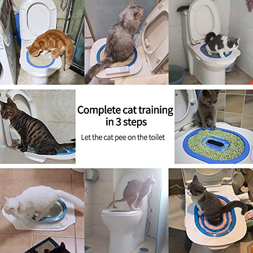 WFSCA 1pc Sistema de Entrenamiento de Inodoro para Gatos Sistema de Entrenamiento de Inodoro para Mascotas Asiento de Orinal para Gatos Entrenador de Inodoro, Azul