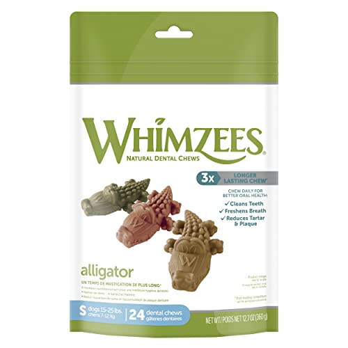 WHIMZEES Golosinas dentales para Perros sin Granos Naturales, tamaño pequeño, Bolsa de 24