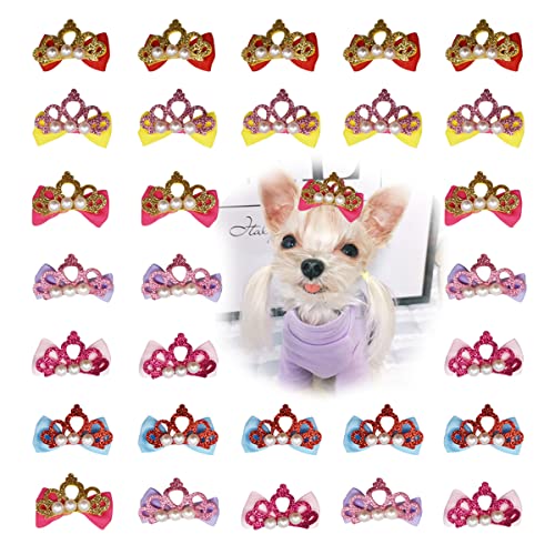 Widesmart 30 Piezas Lazos Para Perros,Arcos de Lindo Pelo de las Mascotas Accesorios Para el Pelo del Perro Tocado del Arco Pet Hair Bows Cat Hair Dog Hair DIY Clips Accessories Grooming Accessories