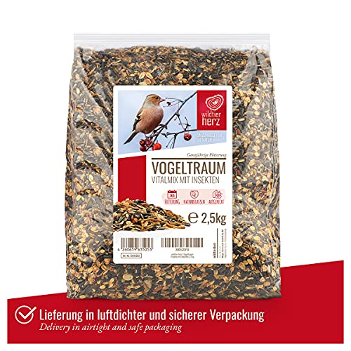 wildtier herz I Alimentación para Pájaro - 2,5kg con Insectos - Comida de Aves para Alimentos, Proteína Extra