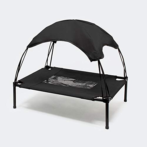 WilTec Hamaca Mascotas Cama Perros Gatos Relax Jardín Outdoor Protección Solar Sombrilla Animales XL Negro