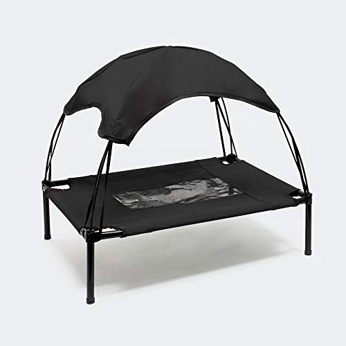 WilTec Hamaca Mascotas Cama Perros Gatos Relax Jardín Outdoor Protección Solar Sombrilla Animales XL Negro