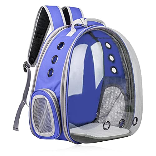 WINBST Mochila para mascotas, perros, gatos, mochila espacial, astronauta para mascotas, con 9 agujeros, portátil, bolsa de transporte, viaje, transpirable, color azul marino