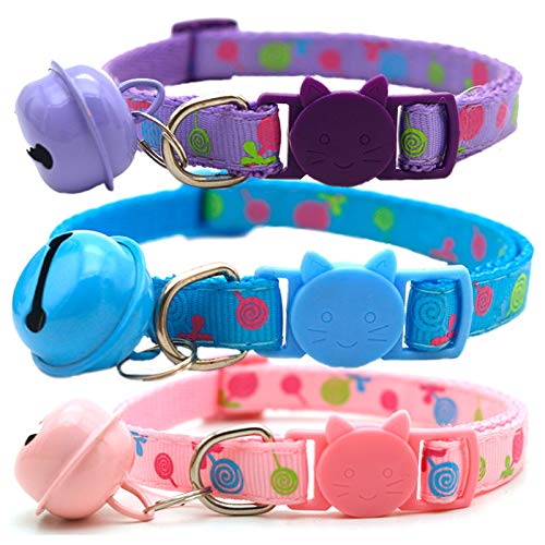 wirlsweal Lindo Gato Perro Hebilla Collar Paleta Caramelo Color Ajustable Mascota Púrpura 1