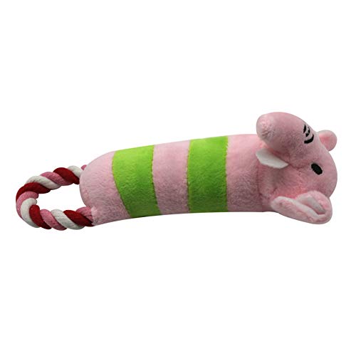 wirlsweal Mascota Perro Gatos Cachorro algodón Cuerda Ganado Caballo Elefante Peluche muñeca chillido Mastic Rosa