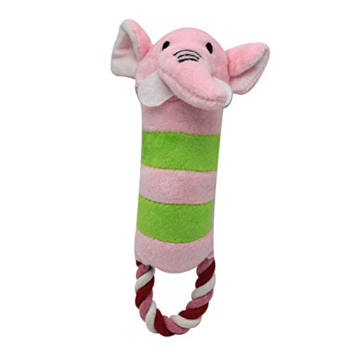 wirlsweal Mascota Perro Gatos Cachorro algodón Cuerda Ganado Caballo Elefante Peluche muñeca chillido Mastic Rosa