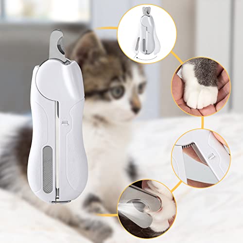 Wisdom1674 Cortauñas Perro y Gato, Cortauñas Gato con Lima Uñas, Cortaúñas para Mascotas Profesional con Luz LED, Alicates Uñas para Perros, Gatos, Cobayas, Animales Pequeños