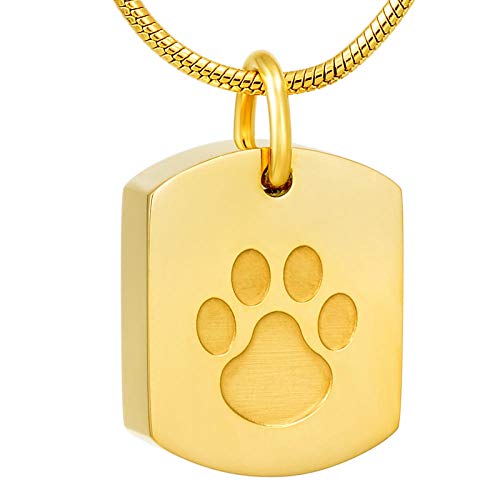 WJDT Mini Etiqueta de Perro Collar de Acero Inoxidable cremación Memorial Mascotas mascana medallón Colgante Collar Funeral urna joyería Cadena-Negro_Collar con Caja