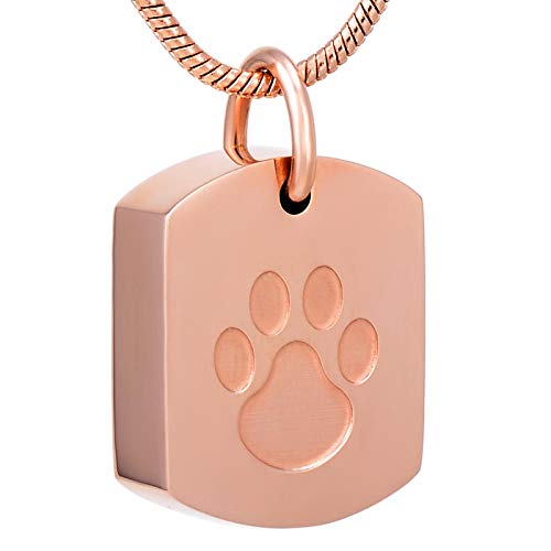 WJDT Mini Etiqueta de Perro Collar de Acero Inoxidable cremación Memorial Mascotas mascana medallón Colgante Collar Funeral urna joyería Cadena-Negro_Collar con Caja