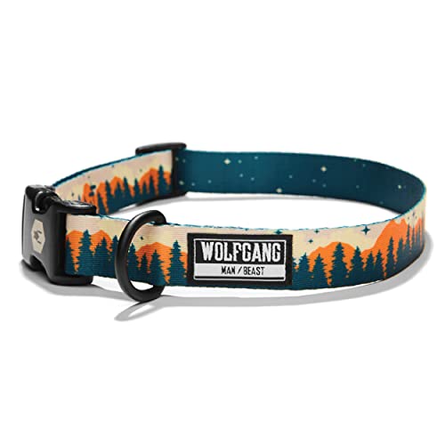 Wolfgang Man & Beast Premium USA - Collar para perros pequeños, medianos y grandes, impresión sobre tierra, mediano (1 pulgada x 12 – 18 pulgadas)