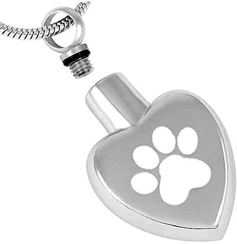 Women Men Pet Heart shape Cremation urn necklace Paw Print Dog Cat Pet Urn Pendant for Ashes Memorial Cremation Jewelry