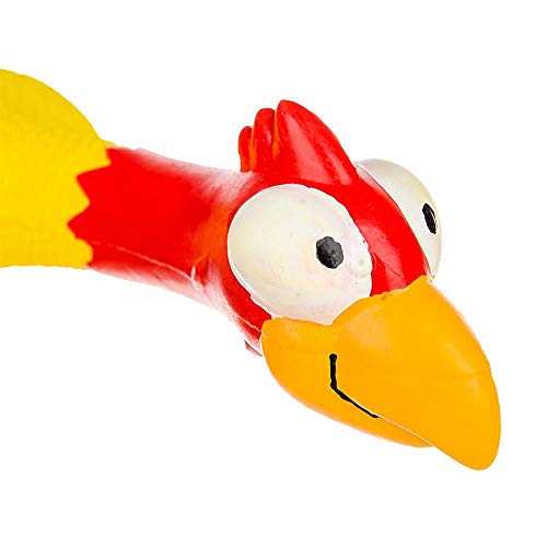 WOOAI Juguetes para Perros Mascotas Juguete de Sonido de Pollo Que grita Squeeze para Perros Súper Duradero Juguete de Goma para Masticar Pollo de Goma Amarilla chirriante, 40 cm, tamaño Libre