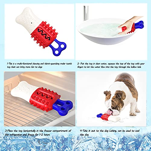 WOOLIY Los Juguetes para Masticar para Perros Pueden Enfriar Juguete Multifuncional para Perros Cepillo De Dientes Masticar Hielo Adecuado para Perros Grandes Cachorros Medianos,American Blue