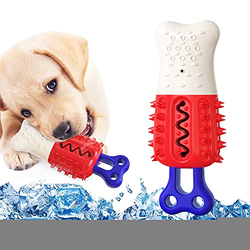 WOOLIY Los Juguetes para Masticar para Perros Pueden Enfriar Juguete Multifuncional para Perros Cepillo De Dientes Masticar Hielo Adecuado para Perros Grandes Cachorros Medianos,American Blue