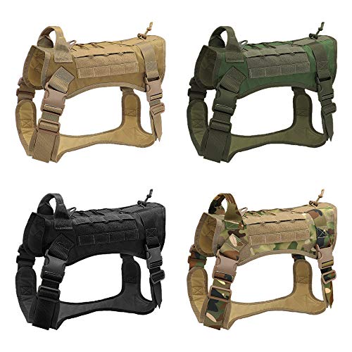 WWHPVP Arnés De Perro Táctico Militar K9 Trabajo Chaleco De Perro, Nylon Bungee Leash Capacitación De Línea Corriendo para Perros Medianos Pastor Alemán,Verde,66~102cm