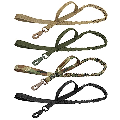 WWHPVP Arnés de Perro táctico Militar K9 Trabajo Chaleco de Perro, Nylon Bungee Leash Capacitación de línea Corriendo para Perros Medianos Pastor alemán,Black Set,61~99cm