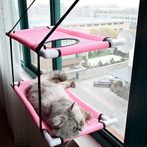 W.Z.H.H.H Hamaca Mascota Gato Balcón Hamaca Gato Sunny Asiento de Tela Impermeable for Mascotas Cama del Gato del Gato de Escalada de albergue colchón de Doble Capa (Color : Rosado)