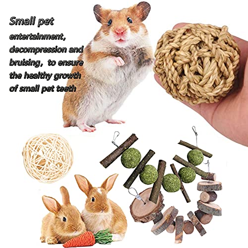 XIAO MO GU Juguetes de conejo, juguetes masticables con alfombrilla de hierba tejida, juego de cama de conejo, juguete de cama para conejo, conejo, conejo, rata de hámster