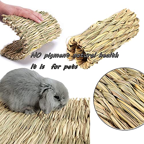 XIAO MO GU Juguetes de conejo, juguetes masticables con alfombrilla de hierba tejida, juego de cama de conejo, juguete de cama para conejo, conejo, conejo, rata de hámster