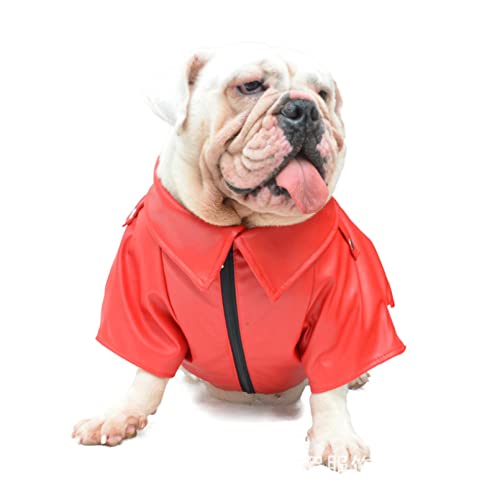 XIAOTAO Abrigo de Cuero para Perro, Chaqueta, Ropa de Invierno para Bulldog, Atuendo, Bulldog inglés, American Bully, Pitbull, Ropa para Perros, Regalo-M