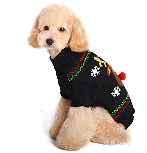 Xiaoyu Sudadera de Perro Ropa de Mascotas para Perros Reno de Navidad, Negra, XS