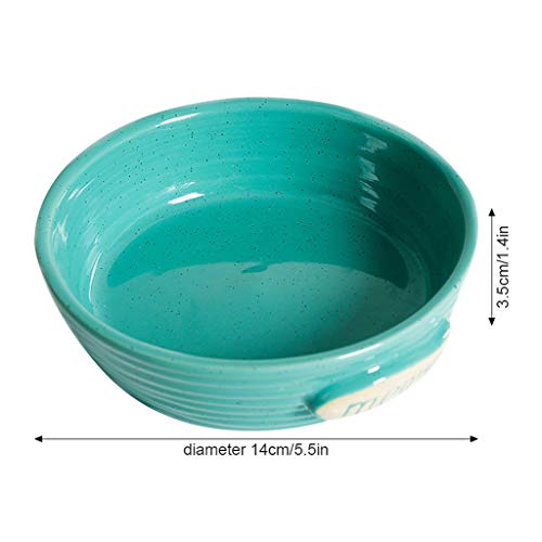 Xilinshop-Comederos Puppy Cat Dog Cerámica Antideslizante Tazón Retro Pet Cat Cat Feeding Water and Food Plate 14X3.5cm (Color : Green)