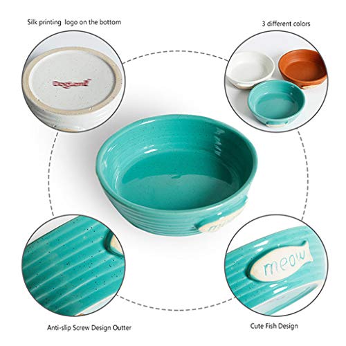 Xilinshop-Comederos Puppy Cat Dog Cerámica Antideslizante Tazón Retro Pet Cat Cat Feeding Water and Food Plate 14X3.5cm (Color : Green)