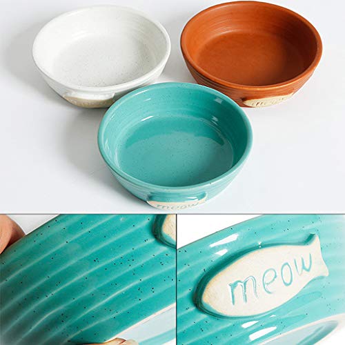 Xilinshop-Comederos Puppy Cat Dog Cerámica Antideslizante Tazón Retro Pet Cat Cat Feeding Water and Food Plate 14X3.5cm (Color : Green)