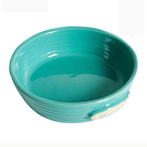 Xilinshop-Comederos Puppy Cat Dog Cerámica Antideslizante Tazón Retro Pet Cat Cat Feeding Water and Food Plate 14X3.5cm (Color : Green)