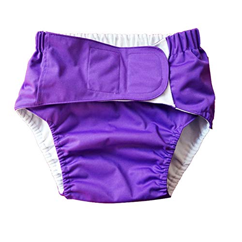 XIONGG Pantalones De Pañales para Adultos, Pañales Gratis De Fugas, La Incontinencia del Pañal Lavable Ajustable Doble Abertura del Bolsillo Reutilizable,Darkpurple,M:60~90cm