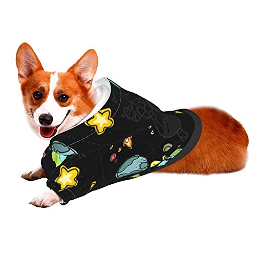 XIWEB Cosmic Space - Sudadera con capucha para mascotas con diseño de astronauta y animales, transpirable, no es fácil de hacer bolitas, astronauta, gatos y perros