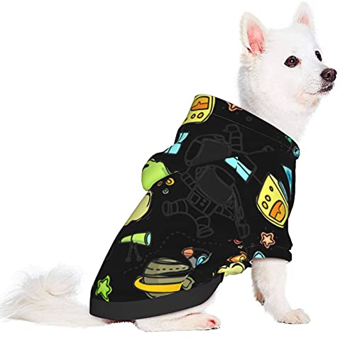 XIWEB Cosmic Space - Sudadera con capucha para mascotas con diseño de astronauta y animales, transpirable, no es fácil de hacer bolitas, astronauta, gatos y perros