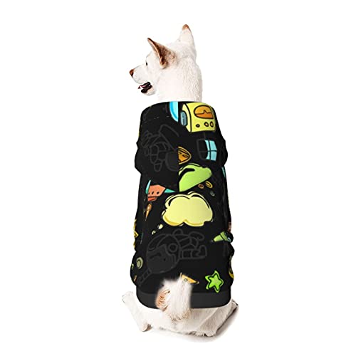 XIWEB Cosmic Space - Sudadera con capucha para mascotas con diseño de astronauta y animales, transpirable, no es fácil de hacer bolitas, astronauta, gatos y perros