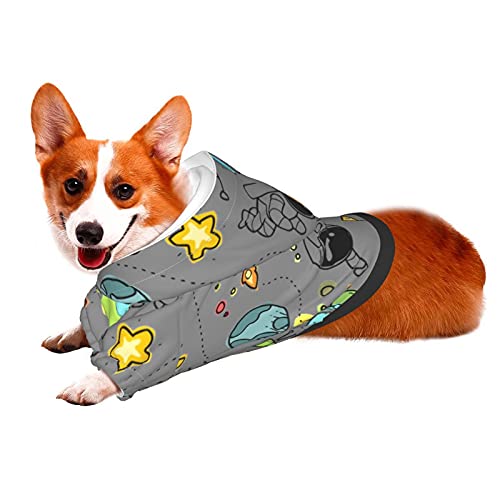 XIWEB Cosmic Space - Sudadera con capucha para mascotas con diseño de astronauta y animales, transpirable, no es fácil de hacer bolitas, astronauta, gatos y perros