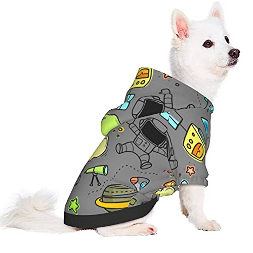 XIWEB Cosmic Space - Sudadera con capucha para mascotas con diseño de astronauta y animales, transpirable, no es fácil de hacer bolitas, astronauta, gatos y perros