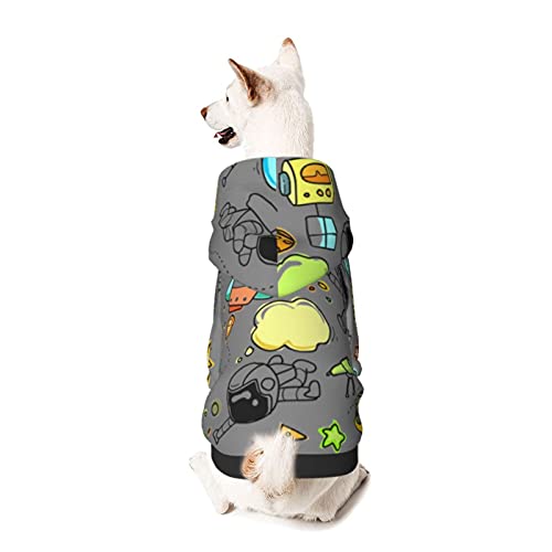 XIWEB Cosmic Space - Sudadera con capucha para mascotas con diseño de astronauta y animales, transpirable, no es fácil de hacer bolitas, astronauta, gatos y perros