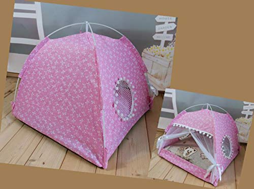 Xpnit - Tienda de campaña para mascotas, portátil, plegable, para cachorro, gatito, cama de cueva, cojín extraíble para interiores y exteriores, cuna con toldo para perros pequeños y gatos (rosa)