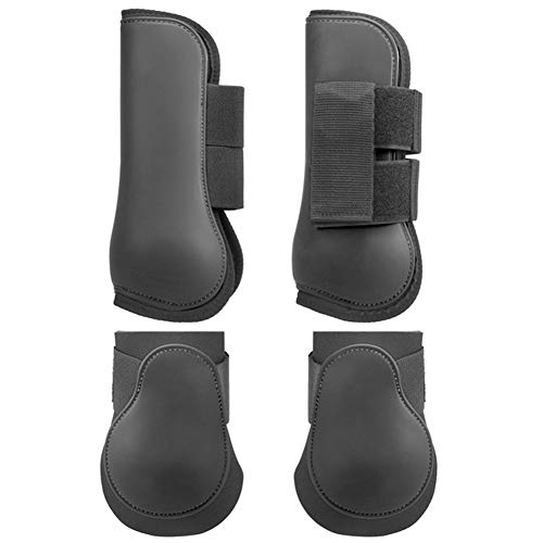 XXDYF Protectores para Caballos Neopreno, Protectores Ajustables para Pata De Caballo, A Prueba De Golpes, para Saltar, Eventos, Ecuestre,Black Set,XL