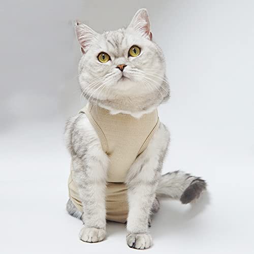 XYZU Mascotas Trajes de recuperación Anti lamida Destete Ropa Chaleco de Perro/GatosRopa de destete para Mascotas,Caqui,2XL